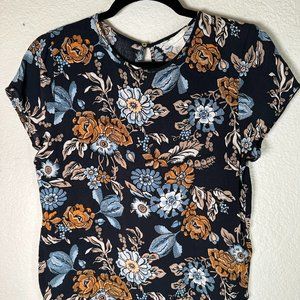 H&M Navy Blue Floral Blouse Size US 4